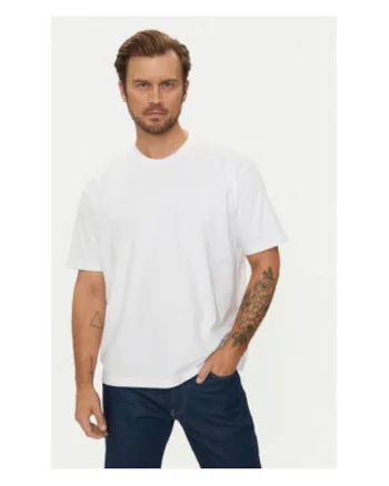 Tricou uni din amestec de bumbac organic, Alb