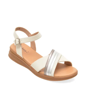 Sandale PASS COLLECTION albe, J860017, din piele naturala
