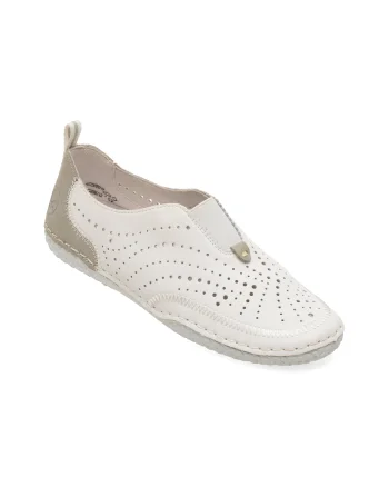 Pantofi RIEKER albi, 43663, din piele naturala