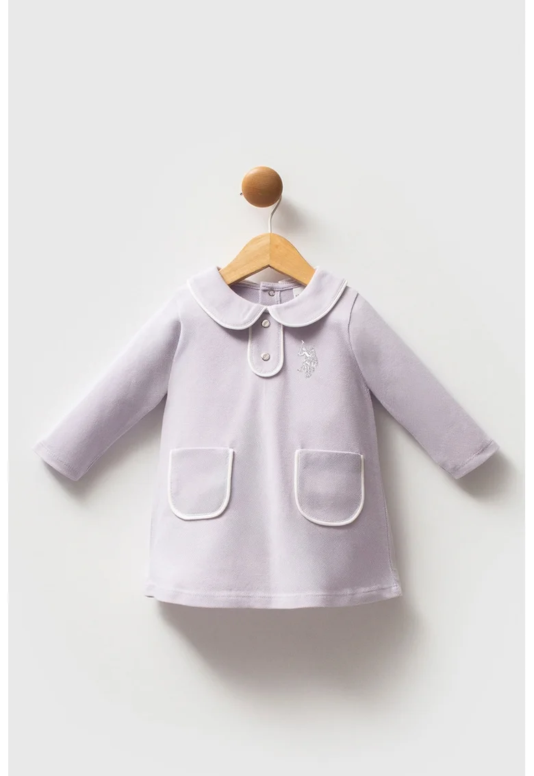 Rochie scurta de bumbac cu maneci lungi, Violet deschis