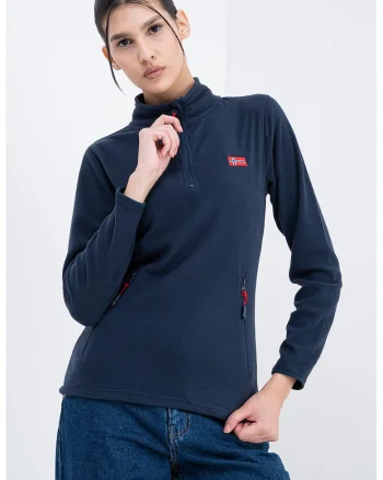 Bluza de trening slim fit cu fermnoar Ulyssia, Bleumarin
