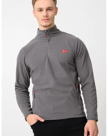 Bluza de trening slim fit cu fermoar Ulysse, Gri inchis