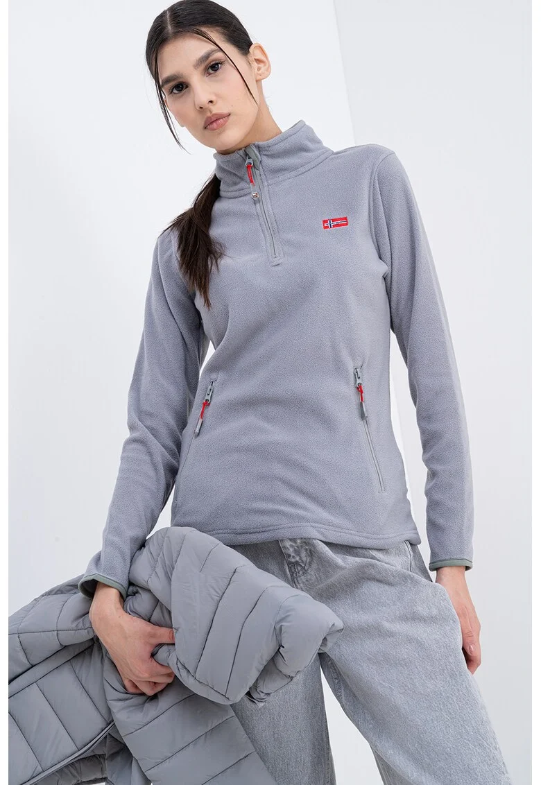 Bluza de trening slim fit cu fermnoar Ulyssia, Gri cenusiu