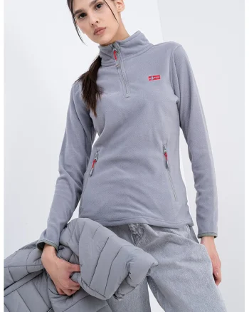 Bluza de trening slim fit cu fermnoar Ulyssia, Gri cenusiu