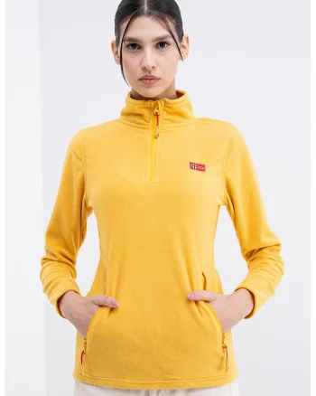 Bluza de trening slim fit cu fermnoar Ulyssia, Galben sofran