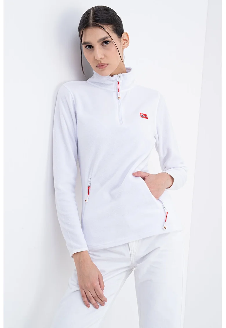 Bluza de trening slim fit cu fermnoar Ulyssia, Alb