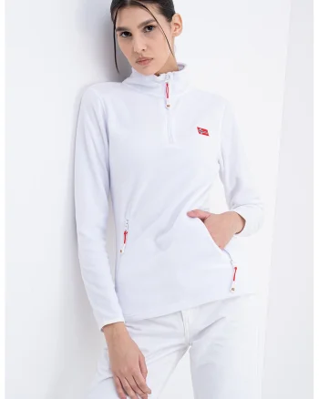Bluza de trening slim fit cu fermnoar Ulyssia, Alb