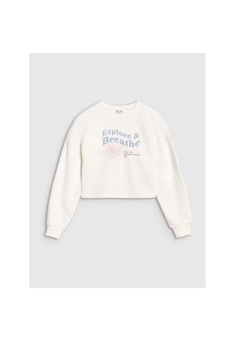 Hanorac copii  pentru fete, stil sportiv, alb, bumbac