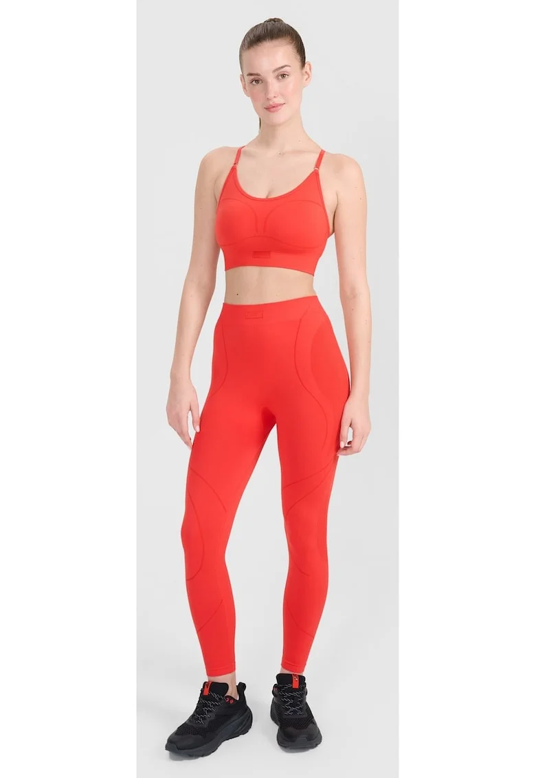 Colanti de antrenament  slim fit, talie inalta, rosii, material durabil