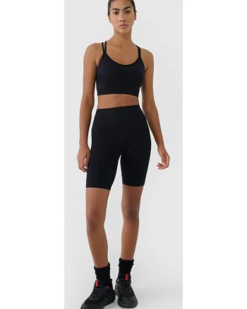Colanti scurti de antrenament  talie inalta, elasticitate, negru, material sintetic