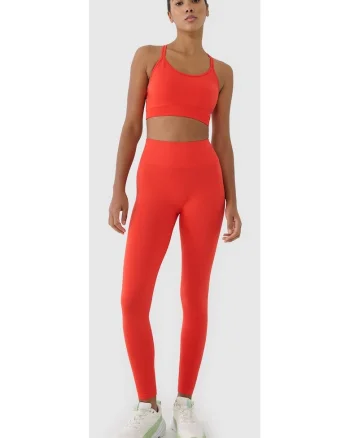 Colanti antrenament femei  rosu, talie inalta, efect push-up, croiala slim