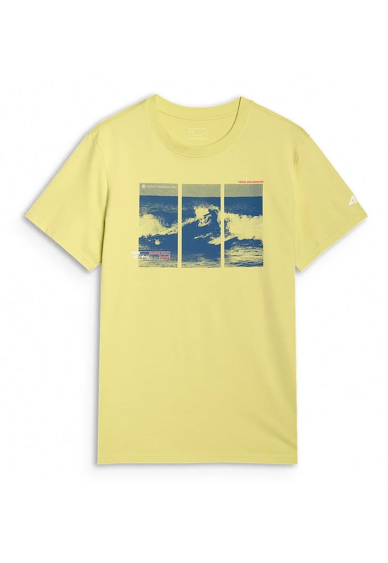 Tricou Barbati  Verde Deschis, 100% Bumbac, SS25, Sportstyle Regular Fit, Imprimeu, Verde deschis