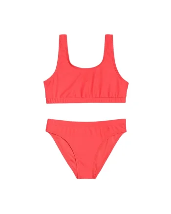 Costum de baie fete  din doua piese, sintetic/elastan, rosu