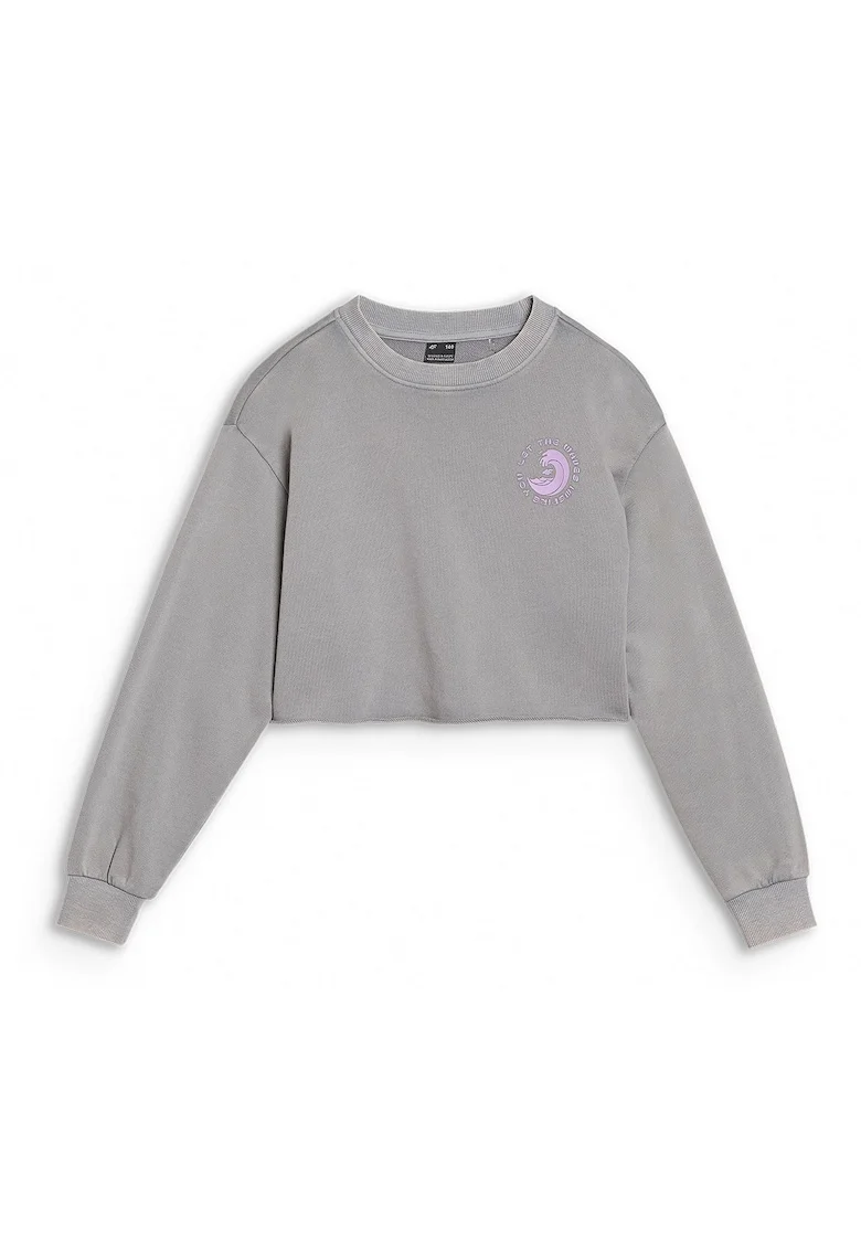 Bluza fete  Crop, Bumbac/Poliester, Gri,