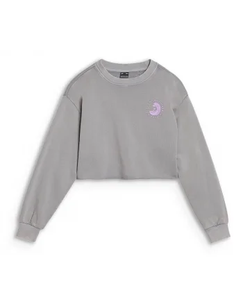Bluza fete  Crop, Bumbac/Poliester, Gri,