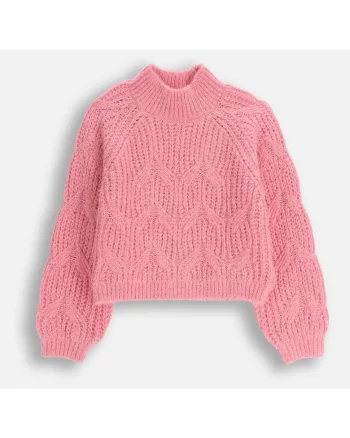 Pulover cu maneci raglan si guler mediu