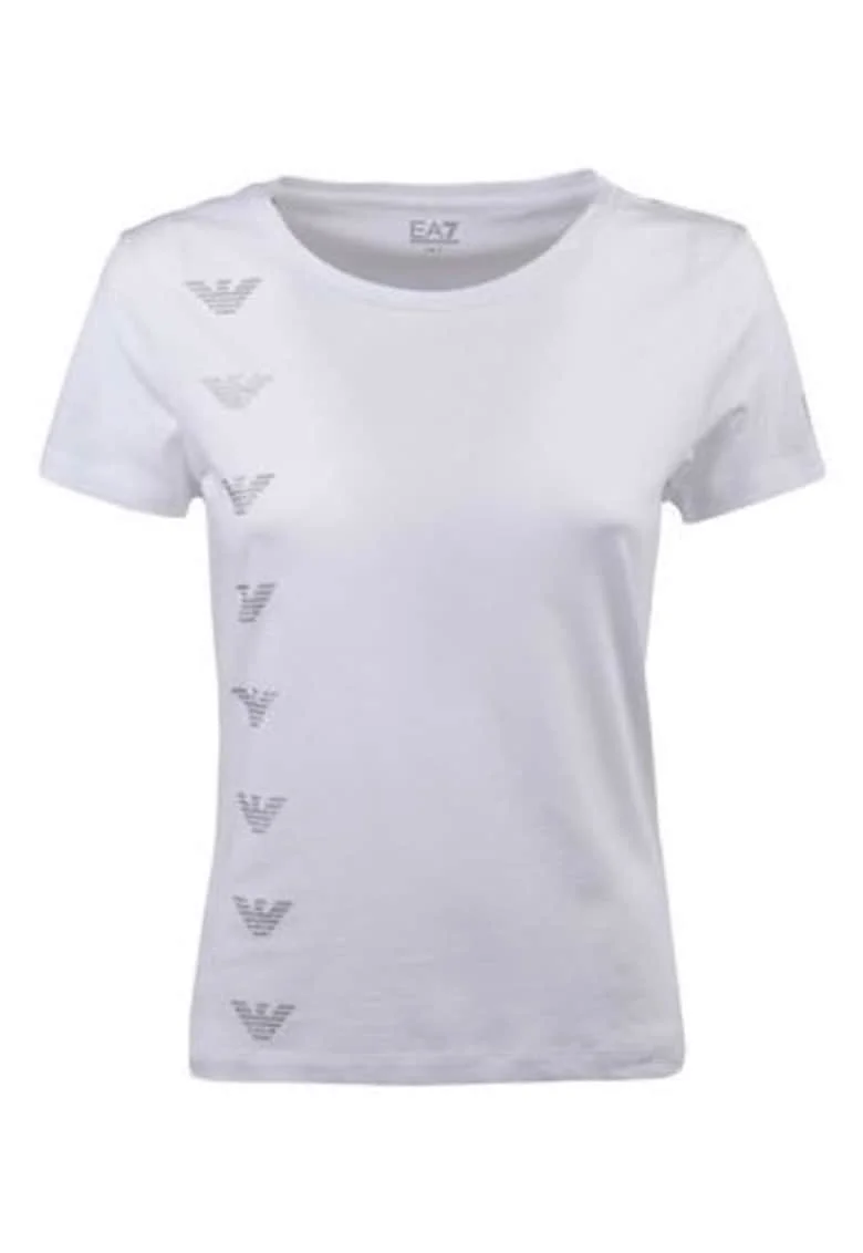 Tricou cu decolteu rotund si monograma, Alb murdar