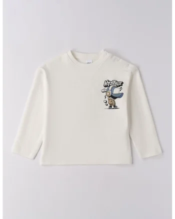 Bluza de bumbac cu imprimeu grafic, Alb