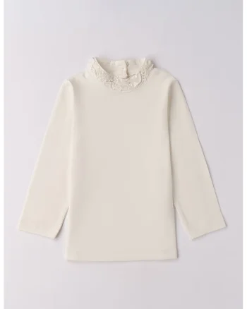 Bluza cu guler cu volane, Crem
