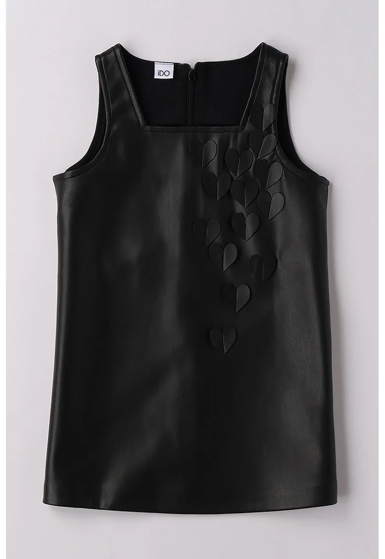 Rochie de piele ecologica fara maneci, Negru