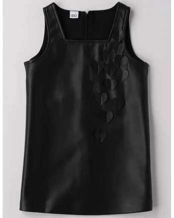 Rochie de piele ecologica fara maneci, Negru