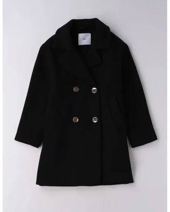 Palton regular fit cu nasturi, Negru