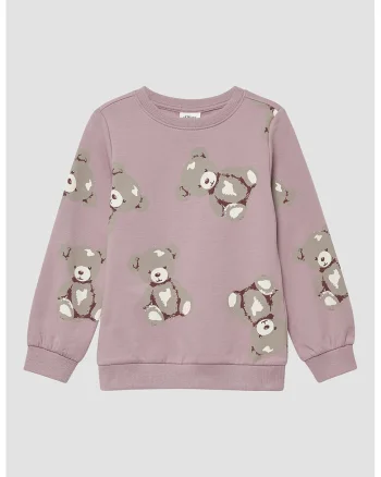 Bluza de trening cu imprimeu grafic, Maro taupe deschis/Lila