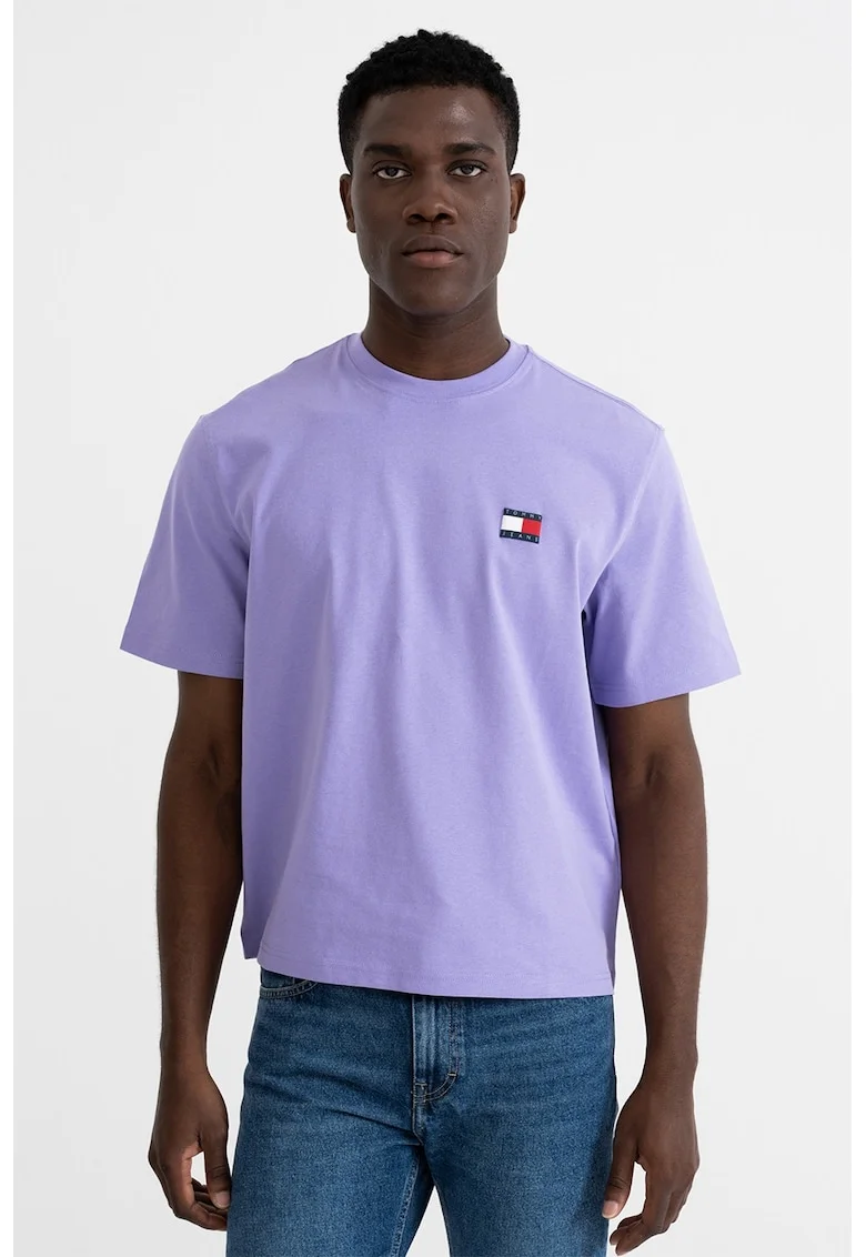 Tricou de bumbac cu imprimeu pe partea din spate, Violet