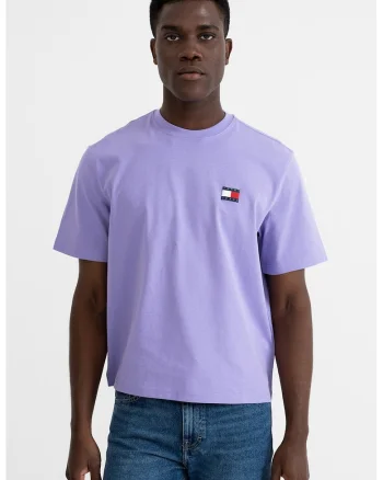 Tricou de bumbac cu imprimeu pe partea din spate, Violet