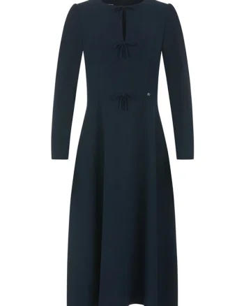 Rochie midi evazata, cu fundite decorative