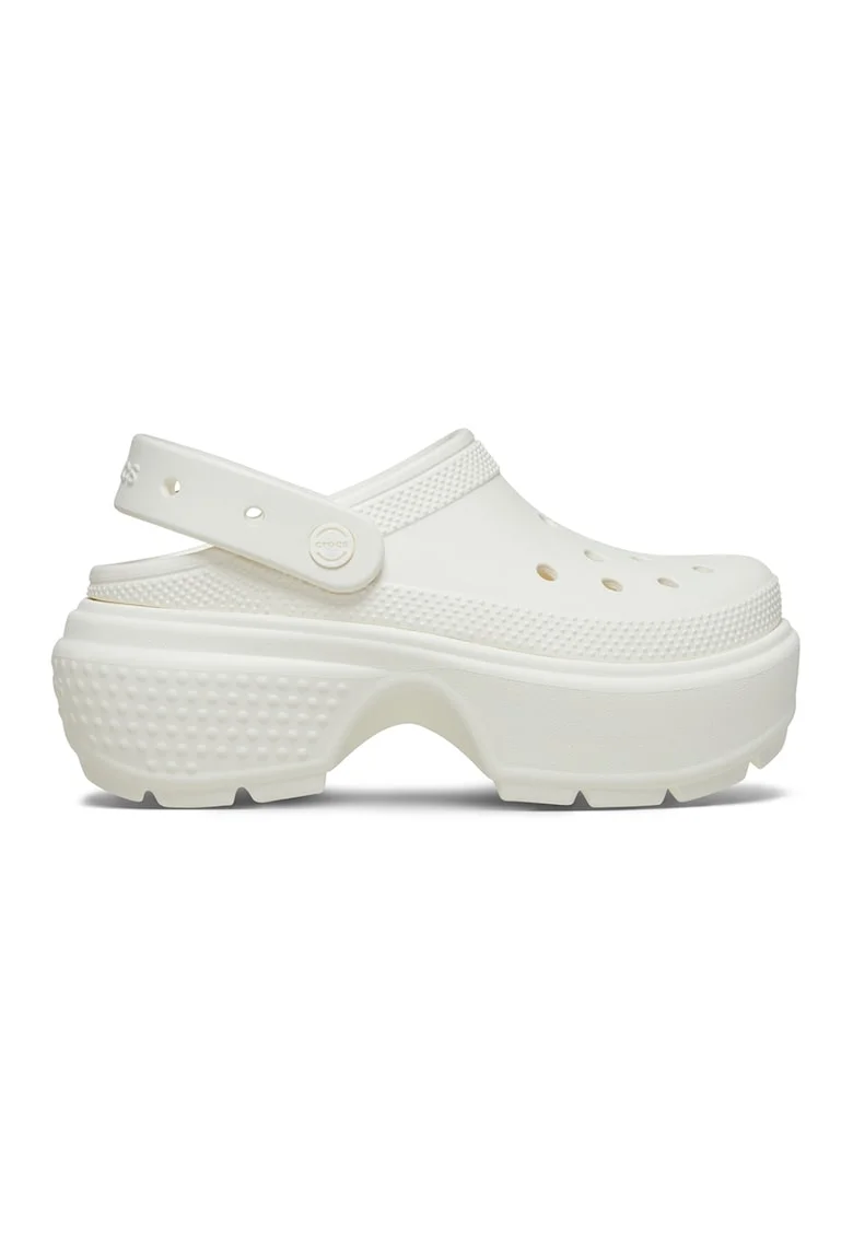 Saboti demi-wedge unisex Stomp, Alb fildes