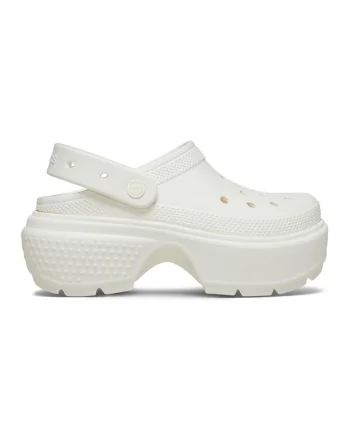 Saboti demi-wedge unisex Stomp, Alb fildes