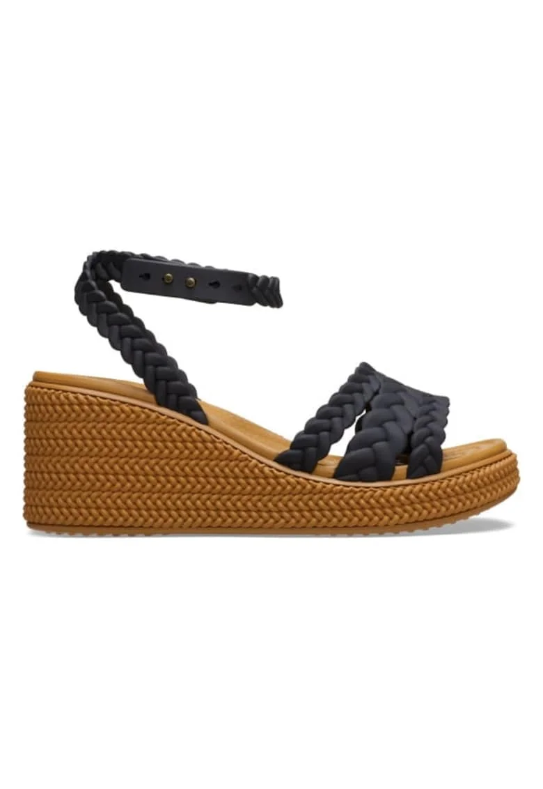 Sandale  Brooklyn Woven Ankle Strap Wedge, Negru