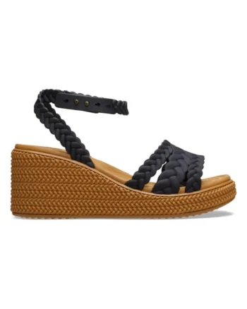 Sandale  Brooklyn Woven Ankle Strap Wedge, Negru