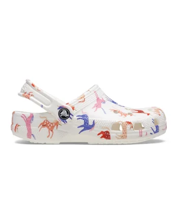 Saboti slingback Classic Character, Alb/Roz/Albastru