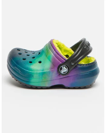 Saboti slingback cu captuseala din material teddy Classic Line, Multicolor