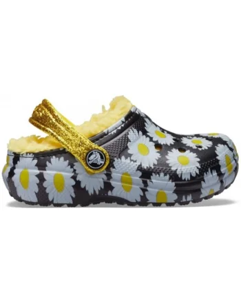 Saboti  Kids' Classic Lined Vacay Vibes Clog - US Negru - Black Daisy, Negru