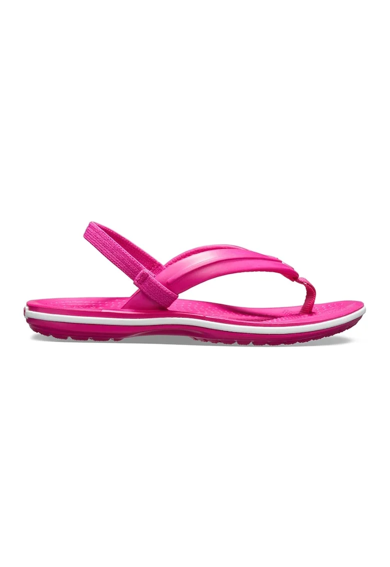 Papuci flip-flop cu bareta slingback si logo, Alb/Roz deschis