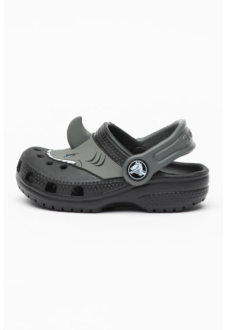 Saboti slingback cu design rechin Fun Lab, Negru/Gri