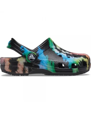 Saboti  Kids' Classic Tie-Dye Graphic Clog - US Negru - Black/Black, Negru