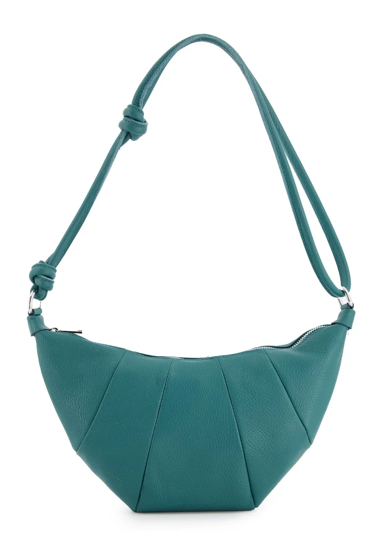 Geanta de umar  piele naturala, verde, 32x17x6cm, curea 115cm, 2 buzunare interioare