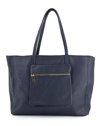 Geanta shopper din piele naturala  granat, 37x29x13cm, cu un buzunar exterior, manere de 52cm