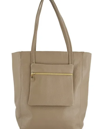 Geanta dama  Shopper, piele naturala, maro, 37x27x13cm