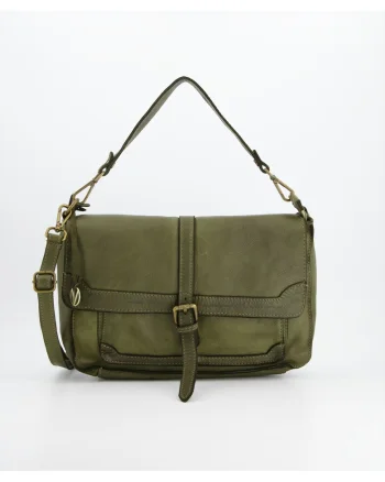 Geanta de umar  piele naturala, verde, 20x32x9cm, 3 buzunare interioare, 2 buzunare exterioare