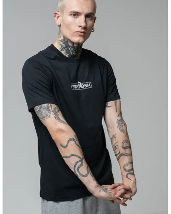 Tricou cu decolteu la baza gatului, Alb/Negru