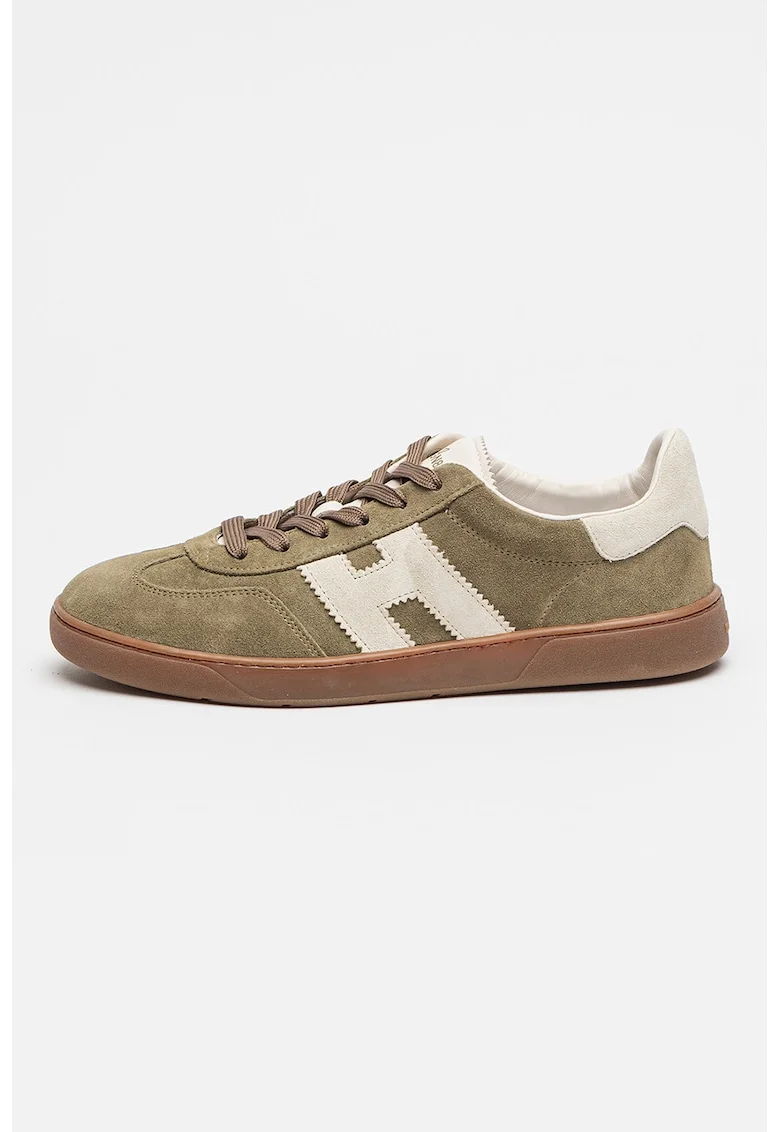 Pantofi sport low-cut din piele intoarsa Cool, Caramel/Verde feriga/Crem