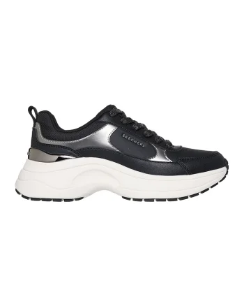 Pantofi sport demi-wedge cu garnituri cu aspect metalizat Hazel 2, Negru/Argintiu