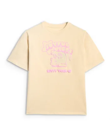 Tricou Oversize Fete  Junior, Bumbac, Imprimeu - 32687, Crem
