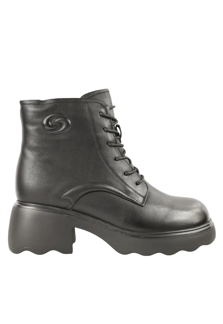 Ghete casual, dama,  5008 negru, piele naturala, cu toc, Negru