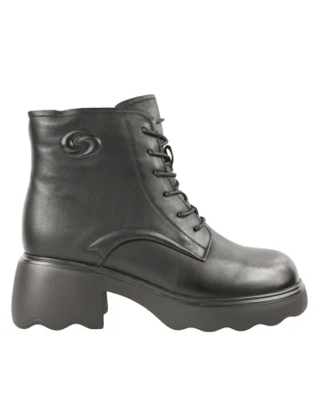 Ghete casual, dama,  5008 negru, piele naturala, cu toc, Negru